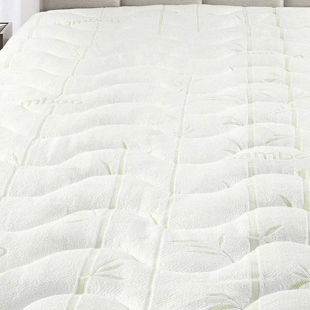Royal Hotel Bedding Hypoallergenic Cool Bamboo Jacquard Fitted Mattress Topper California King Size Extra Plush and Soft Mattress Pad