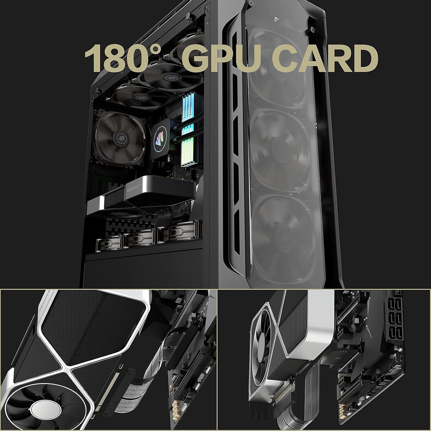 ASIAHORSE PCIE 4.0 16x Shielded Extreme High Speed Riser Cable with PCI Express Port for GPU Extension Card-Right Connector(20CM-90)