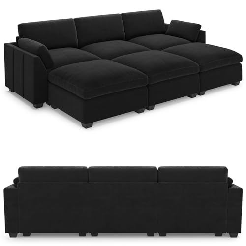 Belffin Extra Large Modular Sectional Sofa,106.3" 4-Seater L Shaped Couch,Velvet Convertible Sectional Couches for Living Room