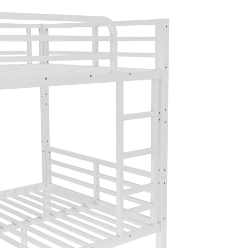 Heavy Duty Bunk Bed Frame with Ladder, Twin XL Over Twin XL Bunk Beds with Safety Guardrails, Adults Bunk Beds with Noise-Reducing Rubber Stoppers