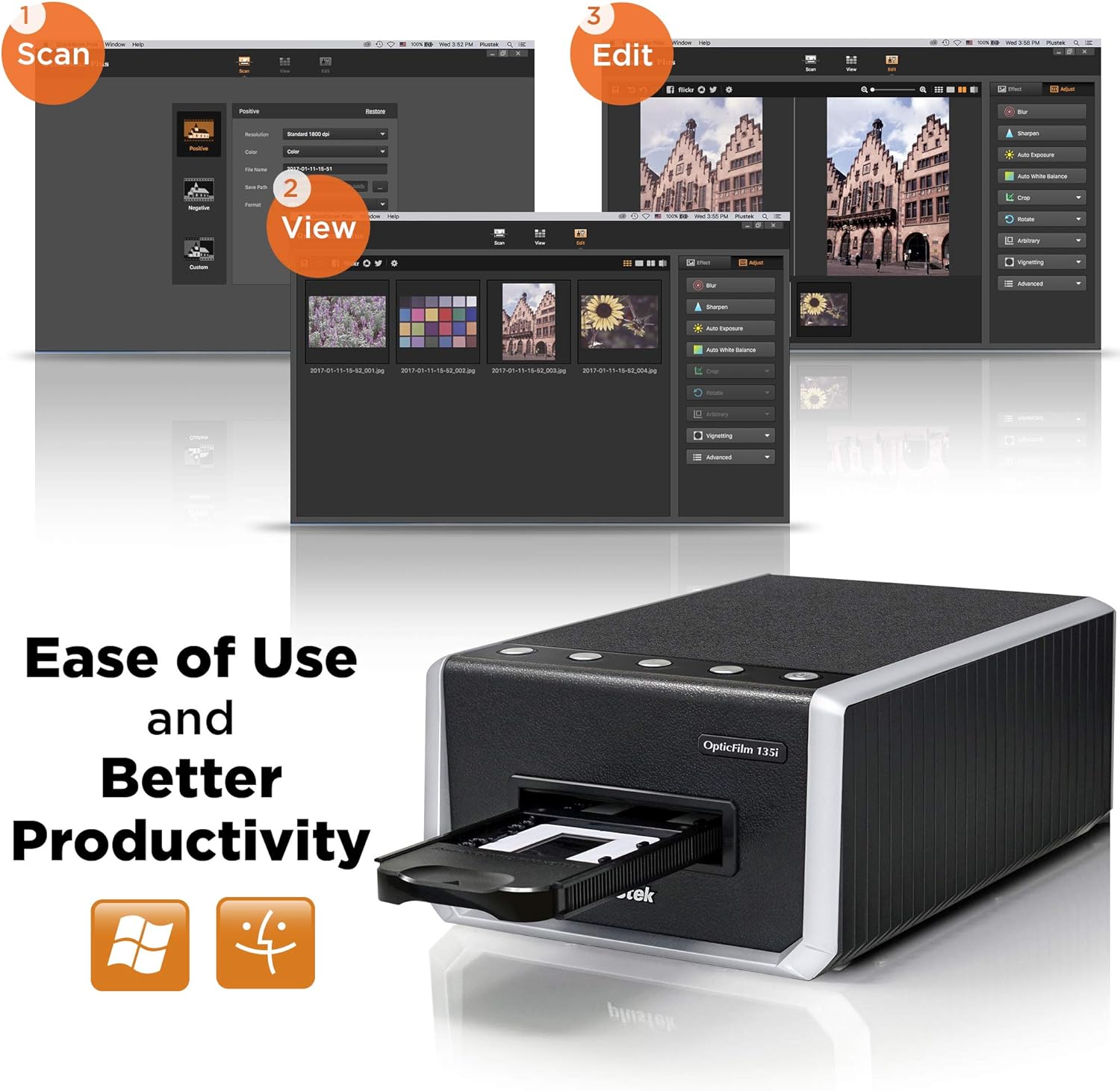 Plustek OpticFilm 135i - Automatic Film & Slide Scanner, Batch converts 35mm Slides & Film Negatives