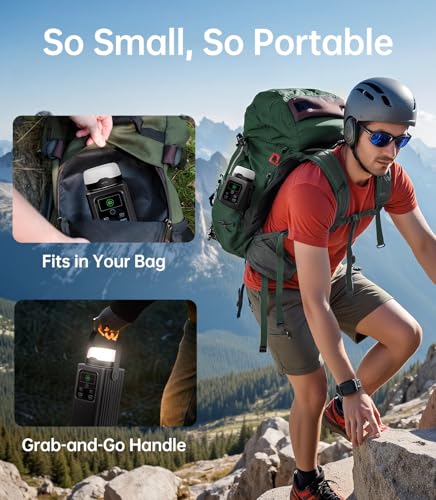 Camping Portable Power Station 198.4Wh, [4-Port Fast Charging] LiFePO4 Battery Power Bank Small Electric Generator with Detachable Light