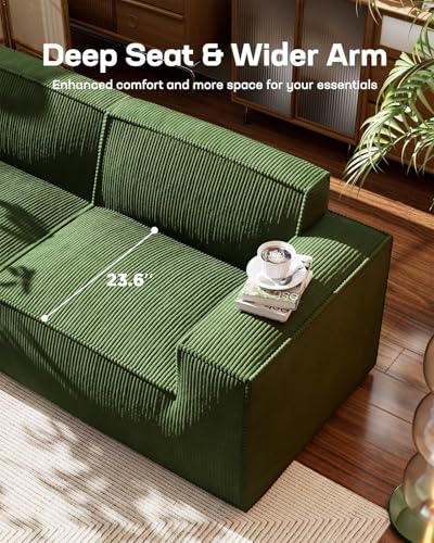 Marsail 142" Oversized Deep U Shaped Modular Sofa, Corduroy Cloud Couches with Deep Seats and High-Back Design