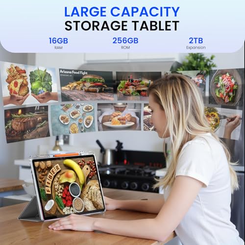 14 inch Large Screen Tablet, Android Tablet 16GB RAM 256GB ROM, 1920 * 1200 IPS FHD Display, Widevine L1, 10000mAh 18W Charging, Wi-Fi & Bluetooth
