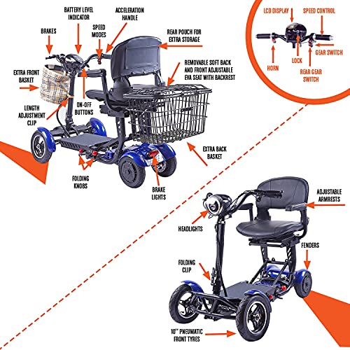 All Terrain 4 Wheel Foldable Mobility Scooter for Seniors. 25 Mile Long Range