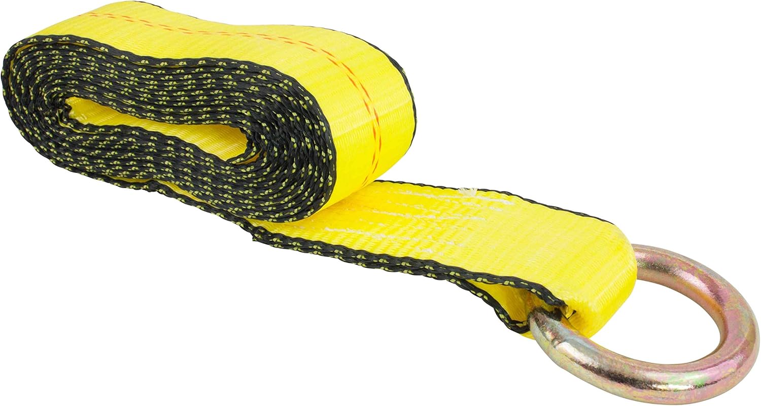 Mytee Products (8 Pack) 2 x 8' Car Tie Down Lasso Ratchet Strap with Chain Anchor - High Viz Green Tire Straps for Car Trailer