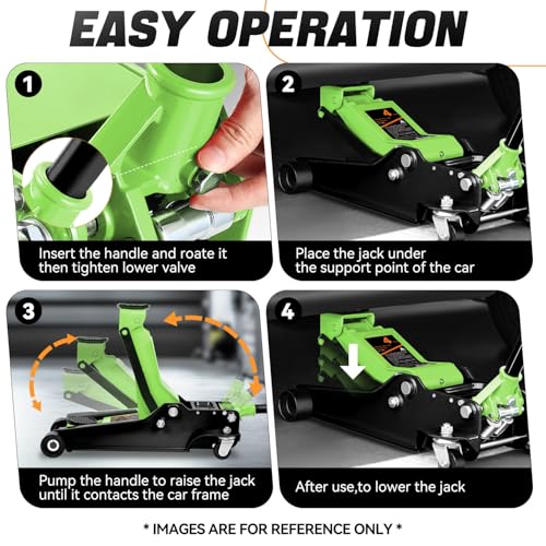 Auto Dynasty 4 Ton Low Profile Floor Jack, Heavy Duty Steel Hydraulic Car Jack with Dual Pistons Quick Lift Pump, Hydraulic Racing Floor Jack