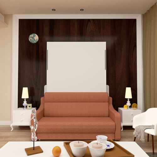 Ball & Cast Queen Size Murphy Bed Hideaway Wall Chest with Top Shelves & USB,Storage Cabinet Bed Frame w/Slat Support