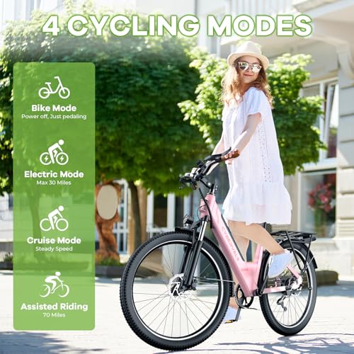 26“ Electric Bike for Adult,1000W Peak, up 80 Miles Removable Battery Ebike,Adult Electric Bicycles for All Terrain,Men Women E Bike, 7-Speed