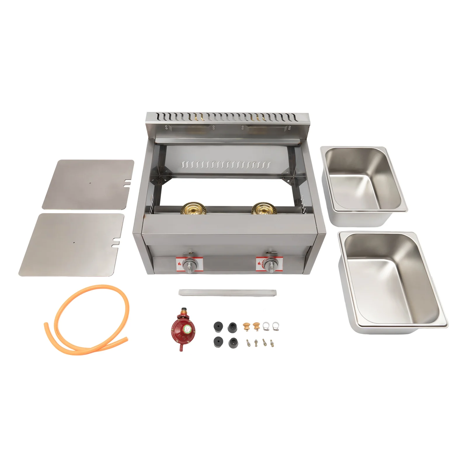 Miumaeov LPG Gas Deep Fryer 2 Burners Commercial Countertop Deep Gas Fryer Natural Gas Food Warmer Stainless Steel 12L for French Fries Restaurant