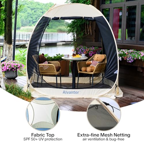 Alvantor Screen House Gazebo, 6-10-15 Person Pop Up Igloo Screened Canopy Tent with Mosquito Netting Sides