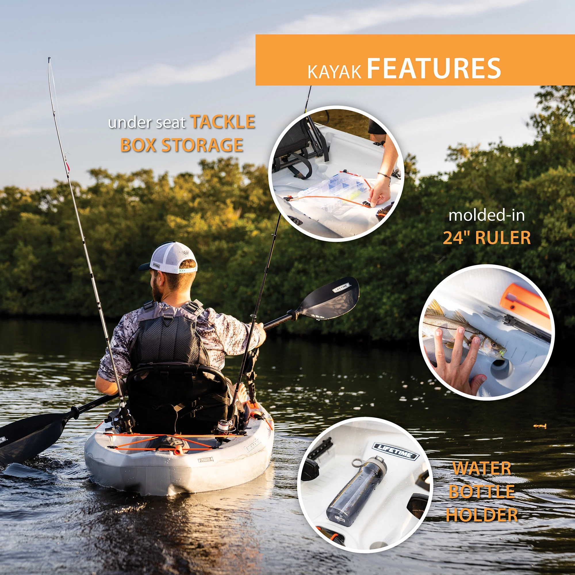 Lifetime Tamarack Pro 123 inch Sit-on-Top Kayak, Eclipse Fusion (91058) - Radiant Selections