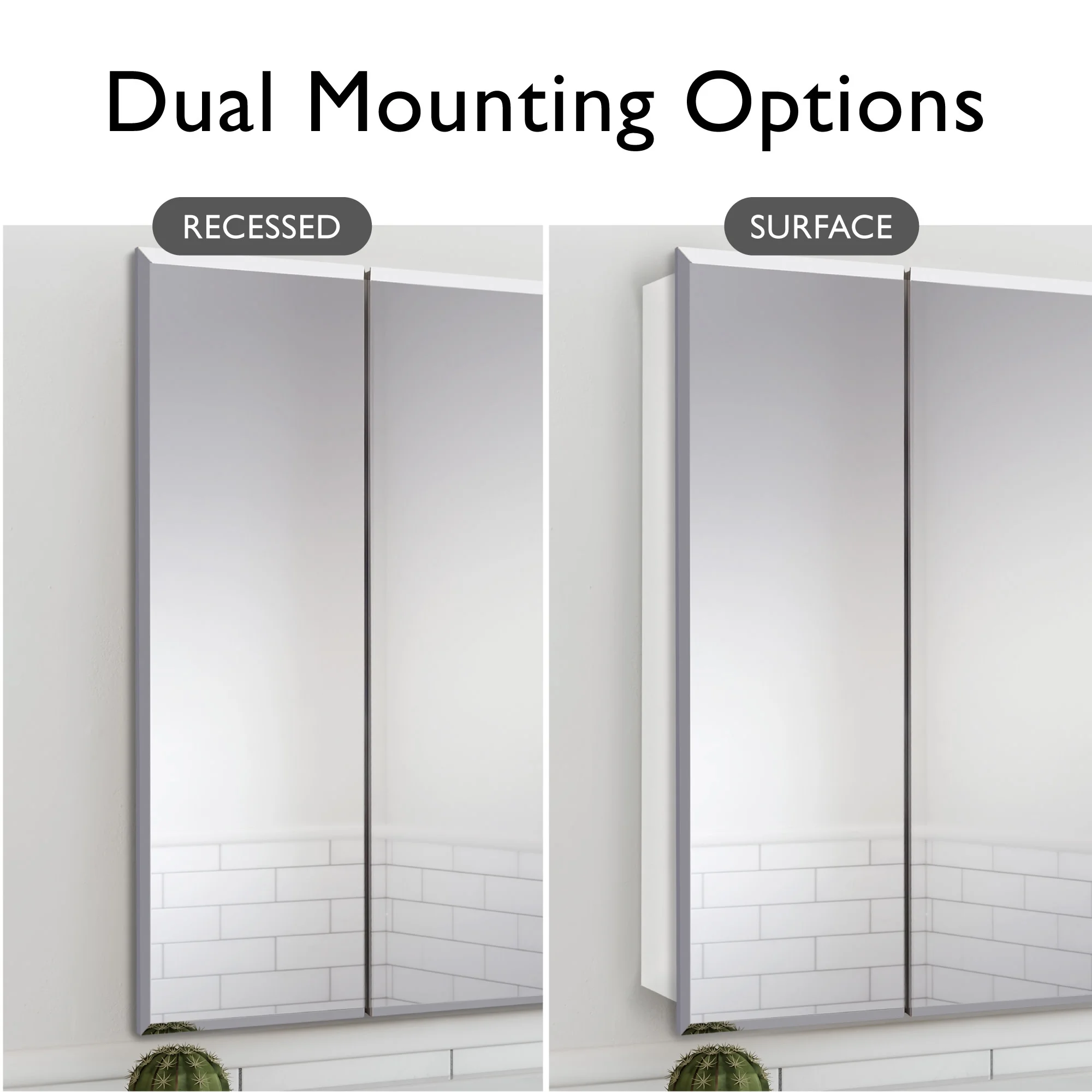 Cyprus Medicine Cabinet 24.5-Inch – Durable Pre-Assembled – Bathroom Wall Cabinet with Frameless Mirrored Doors – 4.4" X 24.5" X 25" – Design House