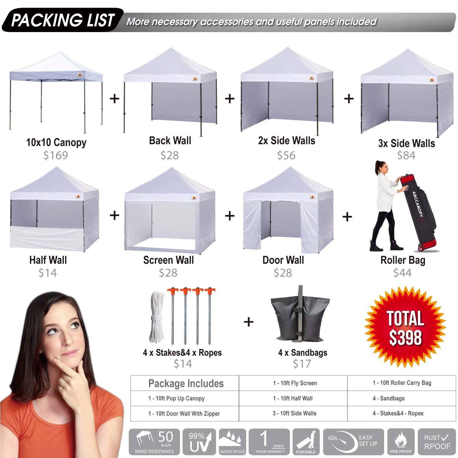 ABCCANOPY Canopy Tent 10 x 10 Pop Up Canopies Commercial Tents