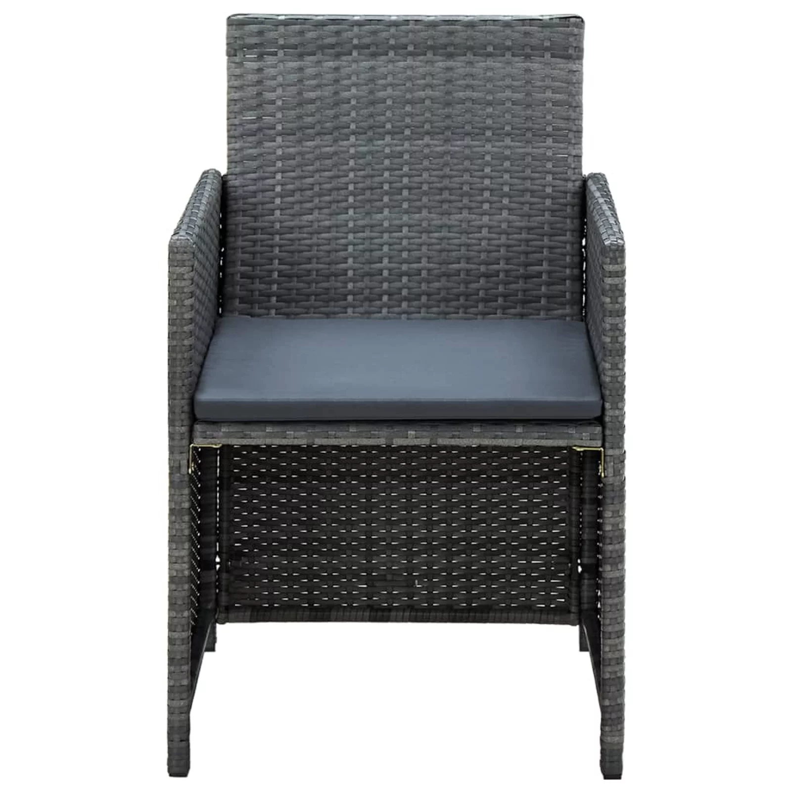 4 Piece Patio with Cushions Set Poly Rattan Gray