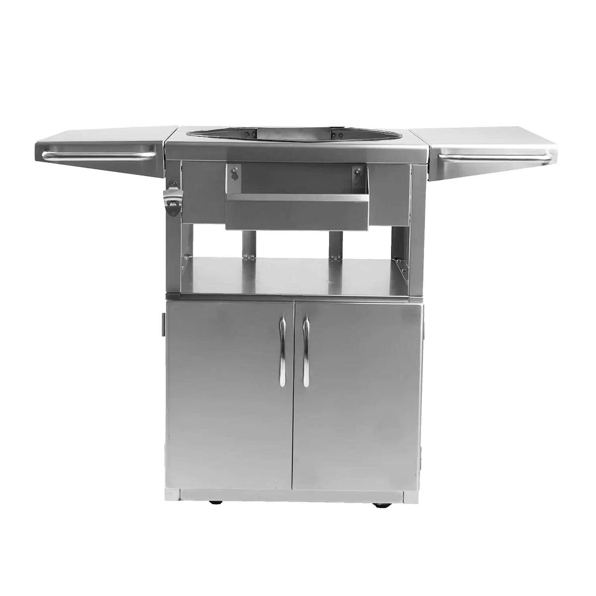 BBQGuys Signature Stainless Steel Grill Cart for 18x22 Kamado Grill - Fits The Blaze Kamado, Big Green Egg Large, u0026 Kamado J