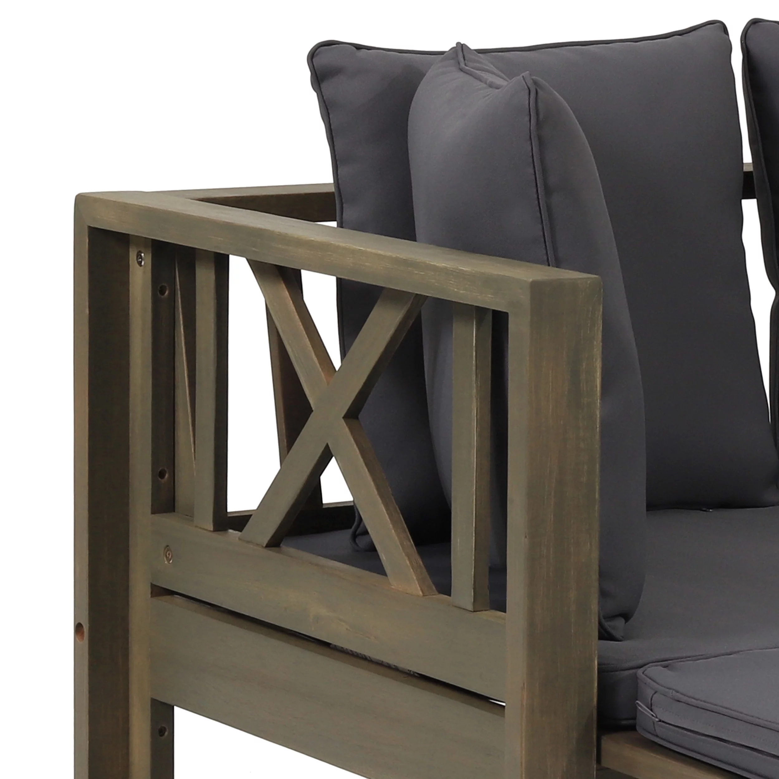 Reyes Acacia Wood Outdoor Extendable Daybed Sofa, Gray and Dark Gray