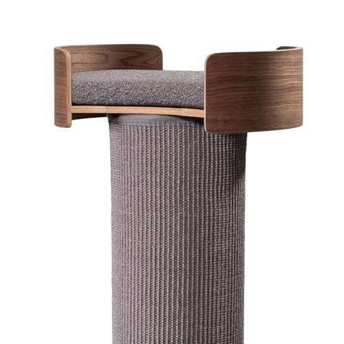 ONE FAST CAT - Giant Scratching Tower w/Perch - 44.5" Height with Replaceable Sisal and Removable Bed - Ash