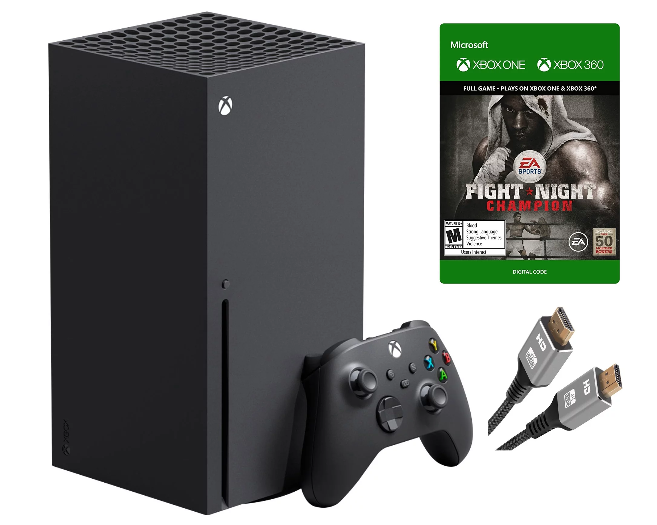 Microsoft Xbox Series X–Gaming Console System- 1TB SSD Black X Version with Disc Drive Bundle with Fight Night Champion Full Game and MTC18 High