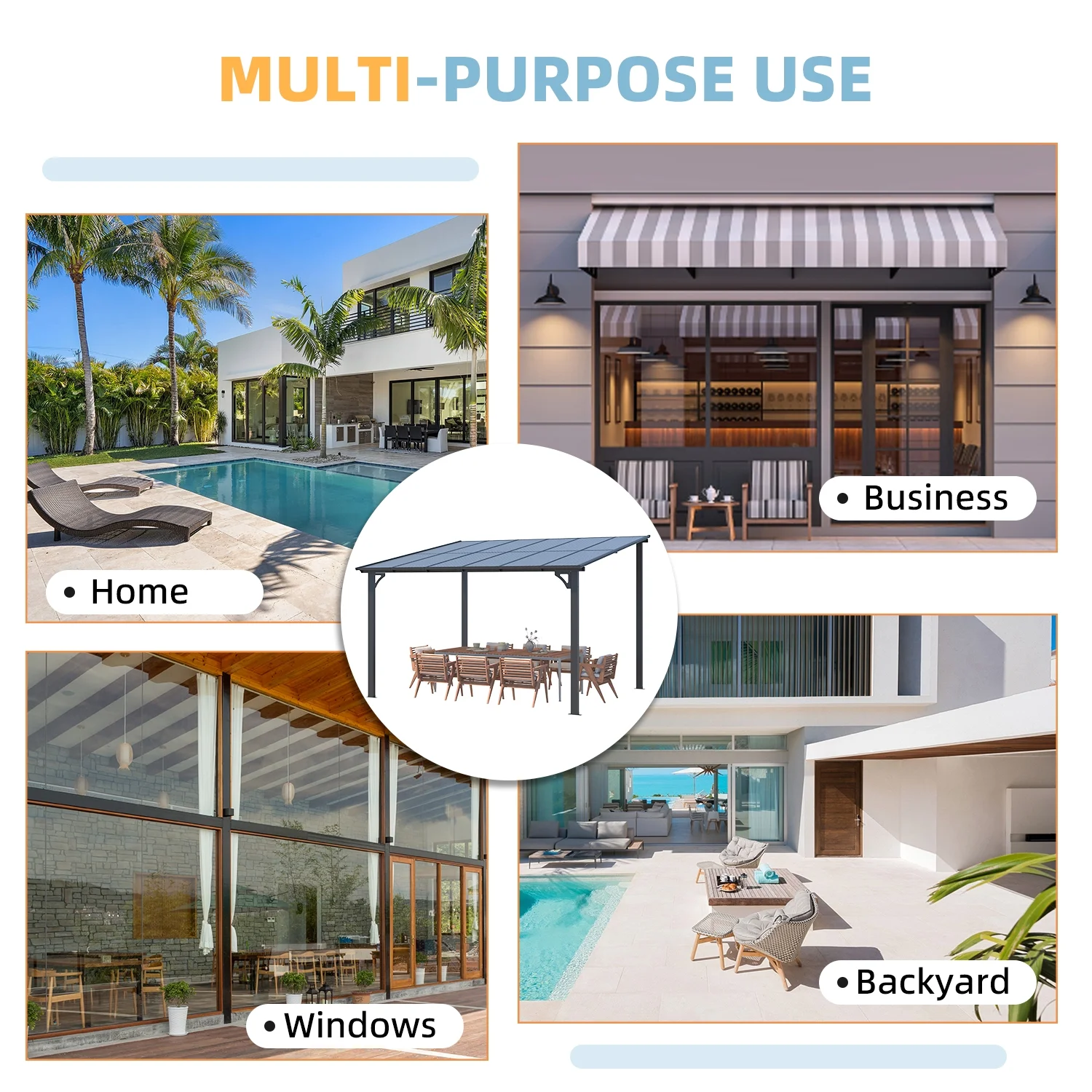 AECOJOY 10' x 12' Hardtop Gazebo Outdoor Aluminum Pergola ​for Garden, Patio, Backyard-​Gray
