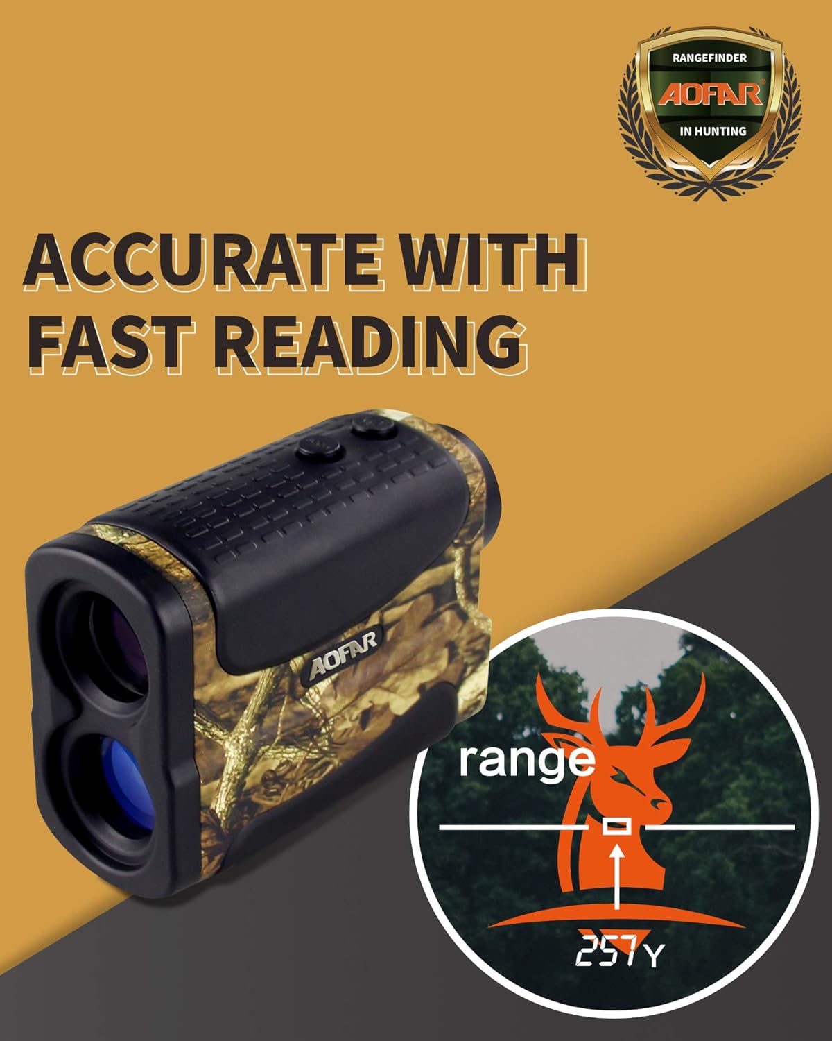 AOFAR HX-700N Hunting Range Finder 700 Yards Waterproof Archery Rangefinder for Bow Hunting with Range Scan Fog and Speed Mode, Free Battery