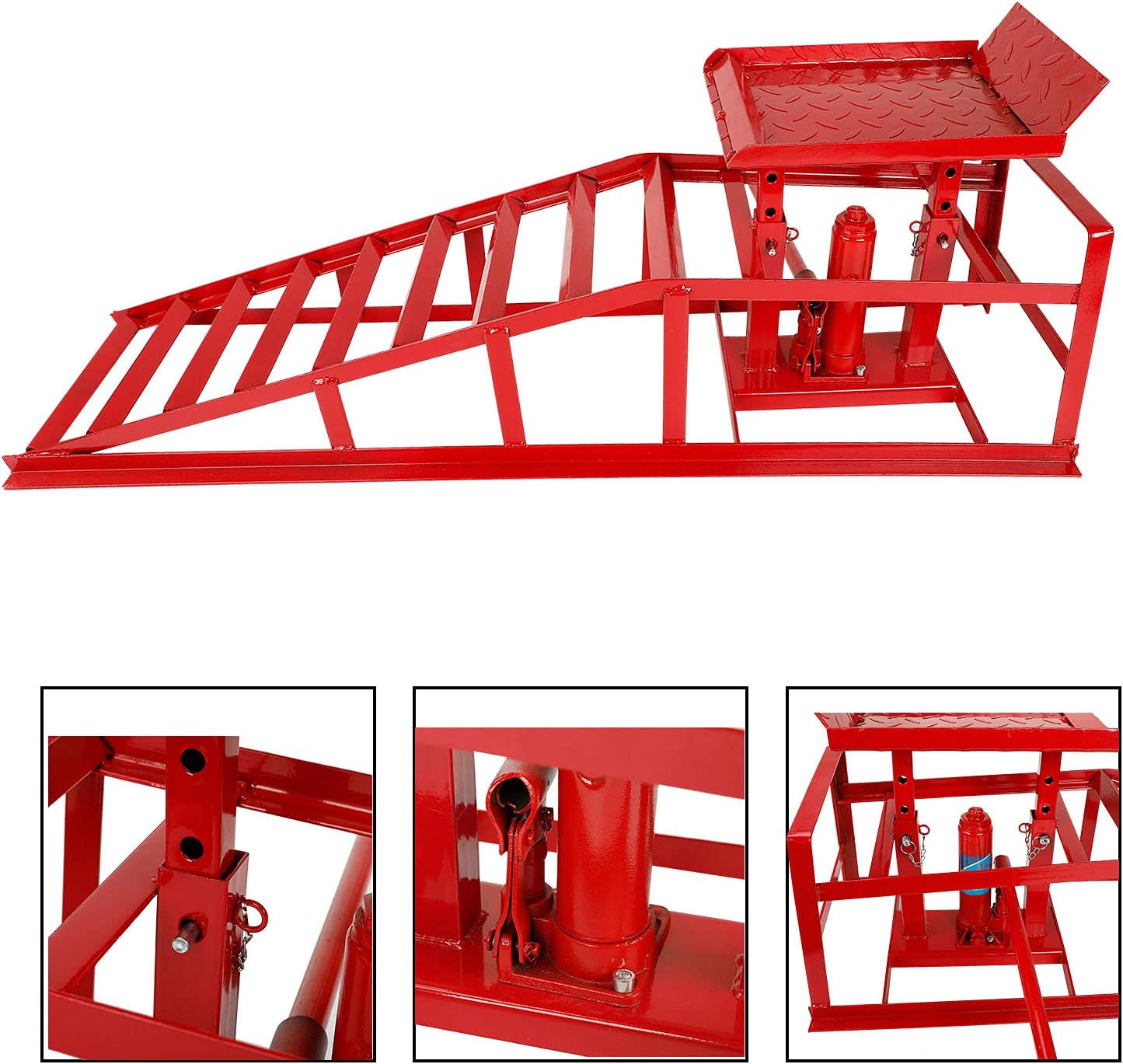 TYFYB 1 Pack Red 5000lbs Capacity Low Profile Car Lift Service Ramps Truck Trailer Garage Automotive Hydraulic Lift Repair Frame Lift Height