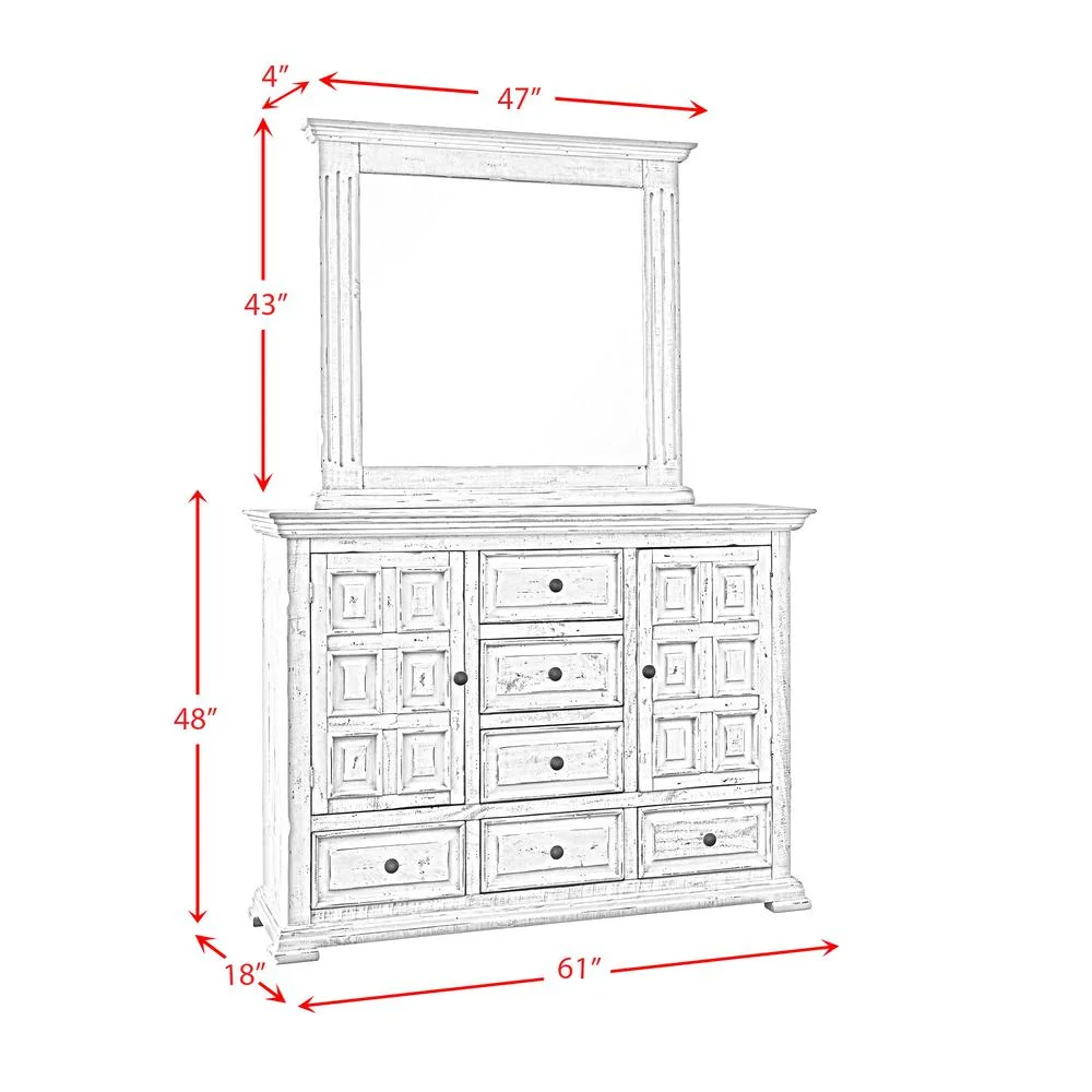 Picket House Furnishings 6-Drawer Wood Dresser and Mirror Set in White