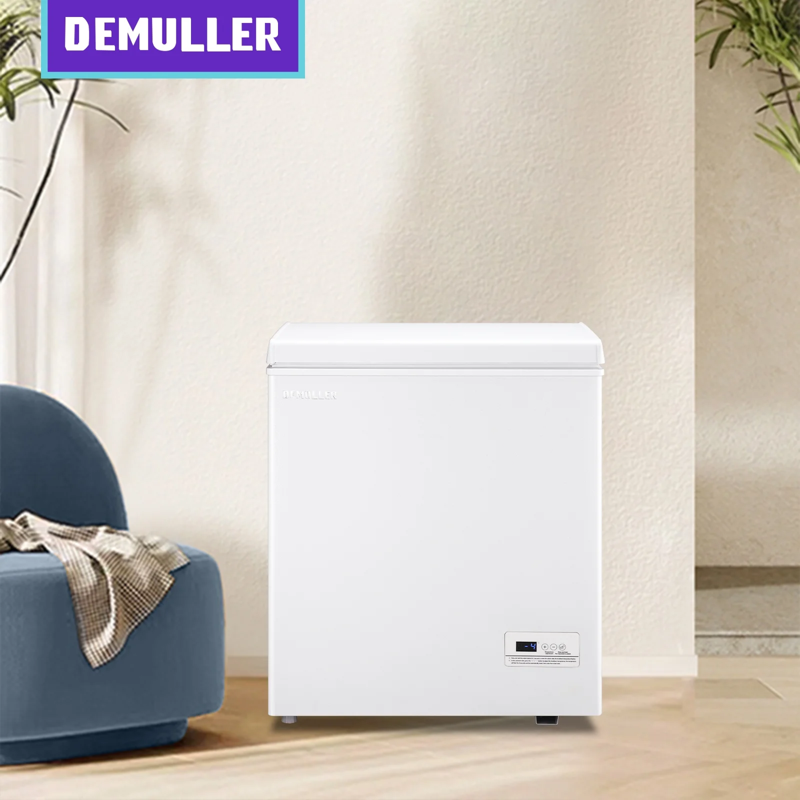 DEMULLER 4.0 Cu.ft Deep Freezer Top Open Door Compact Freezer with Two Removable Storage Baskets