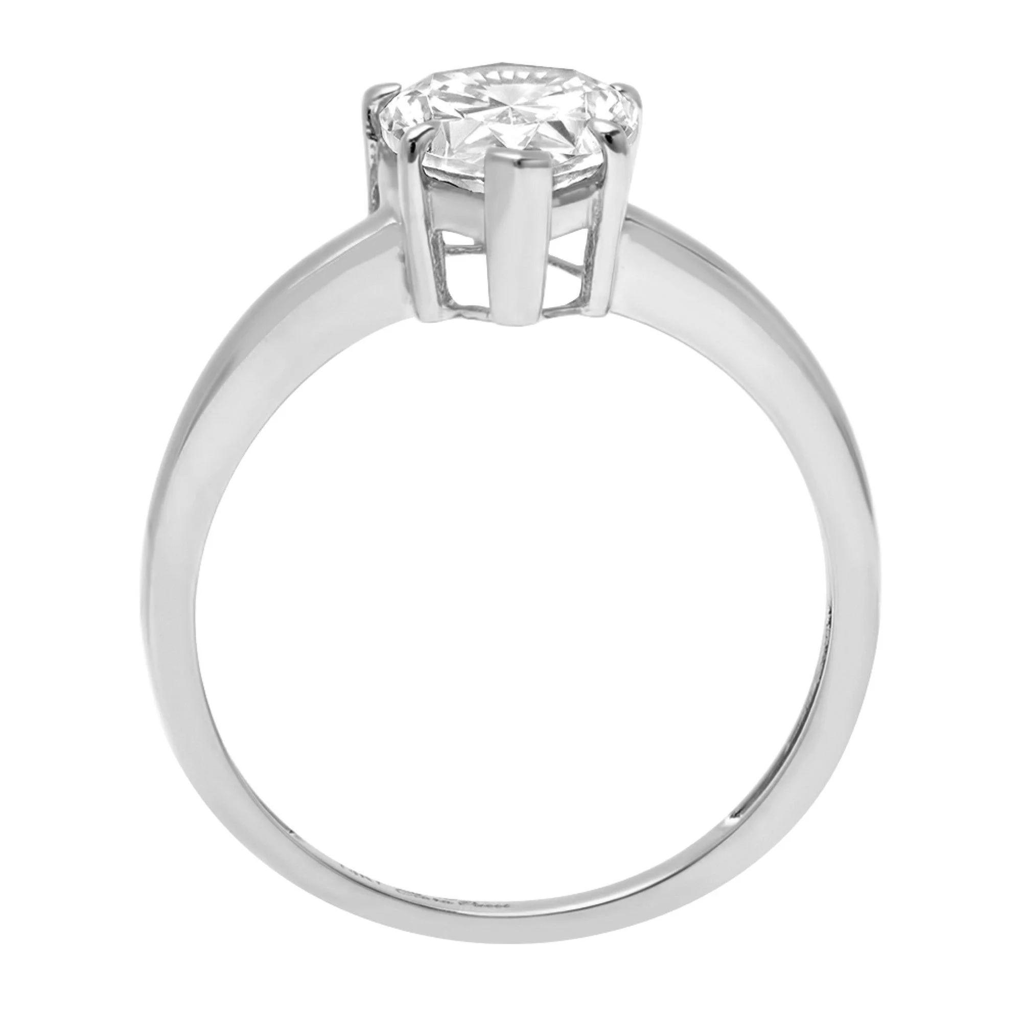 2.0 ct Pear Cut Genuine Cultured Diamond SI1-SI2 I-J 18K White Gold Solitaire Promise Wedding Statement Engagement Designer Ring size 3.5
