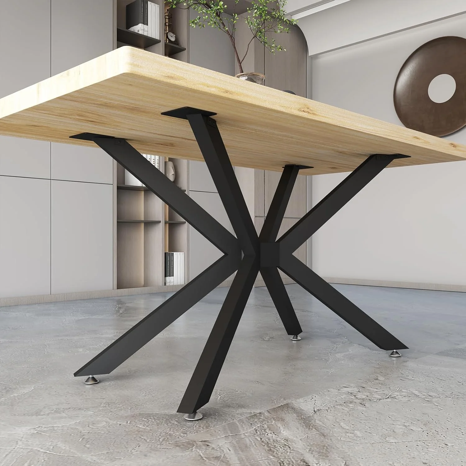 Modern Table Base Black 28" Metal Dining Table Legs with Suction Cups, Desk Base for Marble,Glass,Wood Top, Furniture Legs for Coffee Table