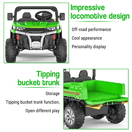 Hetoy Ride On Dump Truck for Kids Ride On Car with Remote Control Electric UTV Vehicles with Electric Dump Bed
