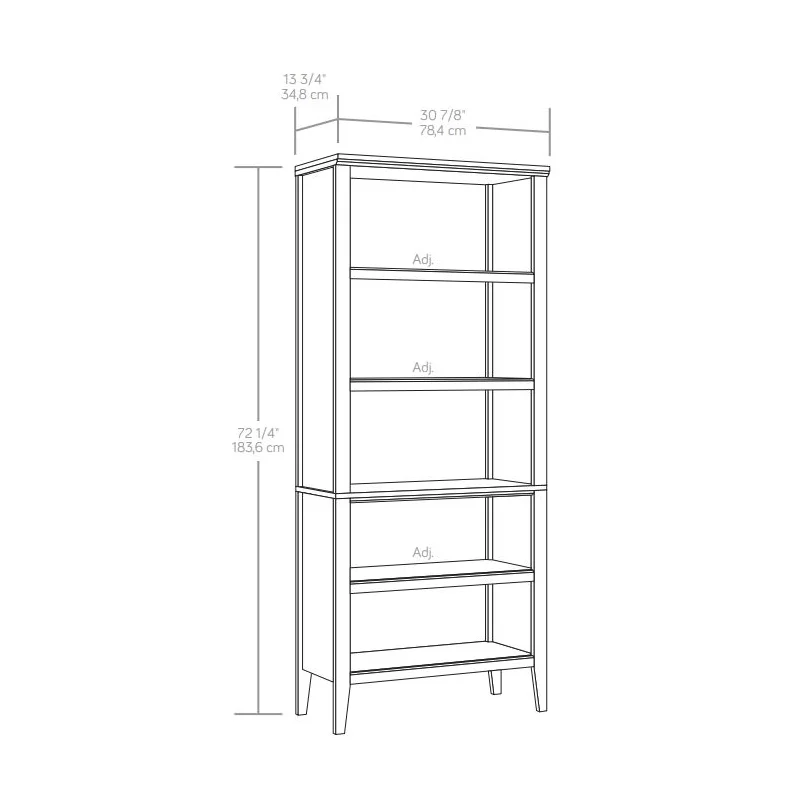 Sauder Larkin Ledge Engineered Wood 5-Shelf Bookcase in Glacier Oak