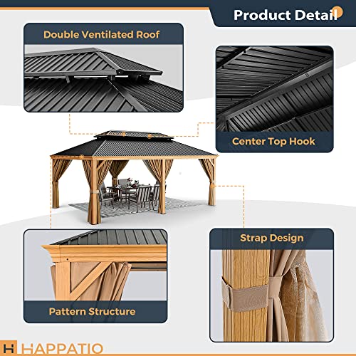 HAPPATIO 10' x 12' Hardtop Gazebo