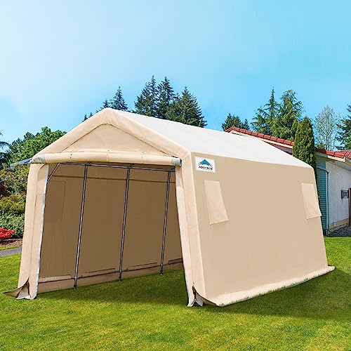 ADVANCE OUTDOOR 10x10 ft Heavy Duty Outdoor Patio Portable Canopy Storage Shelter Shed Carport with 2 Roll up Zipper Doors & Vents for Snowmobile