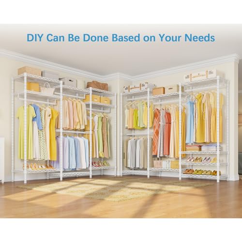 VIPEK V5 Portable Closet Wardrobe Heavy Duty Clothes Rack, Freestanding Clothing Rack with 4 Hang Rods & 8 Shelves, Adjustable Closet Racks
