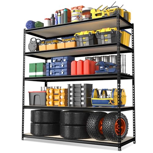WORKPRO 5-Tier Metal Shelving Unit, 48”W x 24”D x 72”H, Heavy Duty Adjustable Storage Rack, 4000 lbs Load Capacity (Total), for Garage, Basement