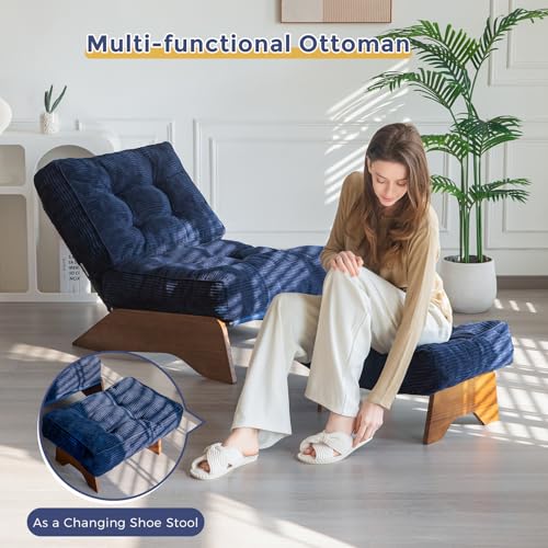 MAXYOYO Accent Chair with Ottoman Adjustable Backrest, Tufted Living Room Chair Upholstered Lounge Chair with Footrest Set