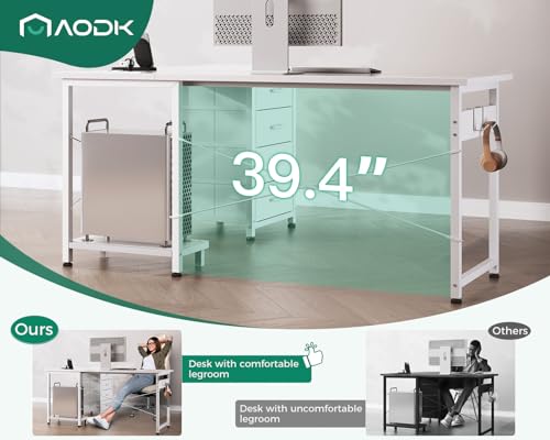AODK L Shaped Gaming Desk with 4 Drawers, 61" Reversible Home Office Desks with Power Outlets