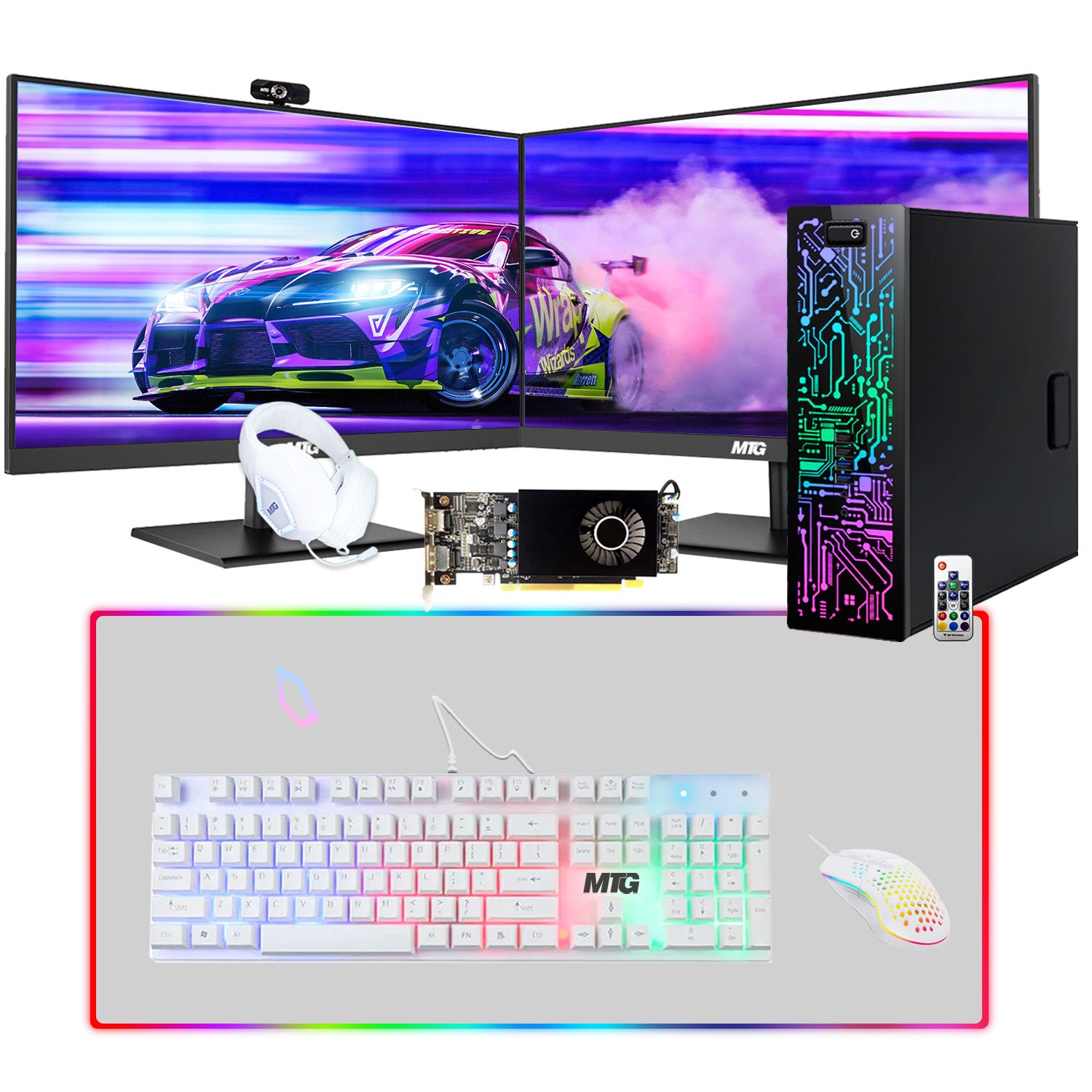Restored Gaming Desktop PC, Intel Core i5 6th Gen, TechMagnet Zeus, AMD RX 550 Graphics, 32GB RAM, 240GB SSD + 3TB HDD, MTG New 24 Inch Dual Monitor