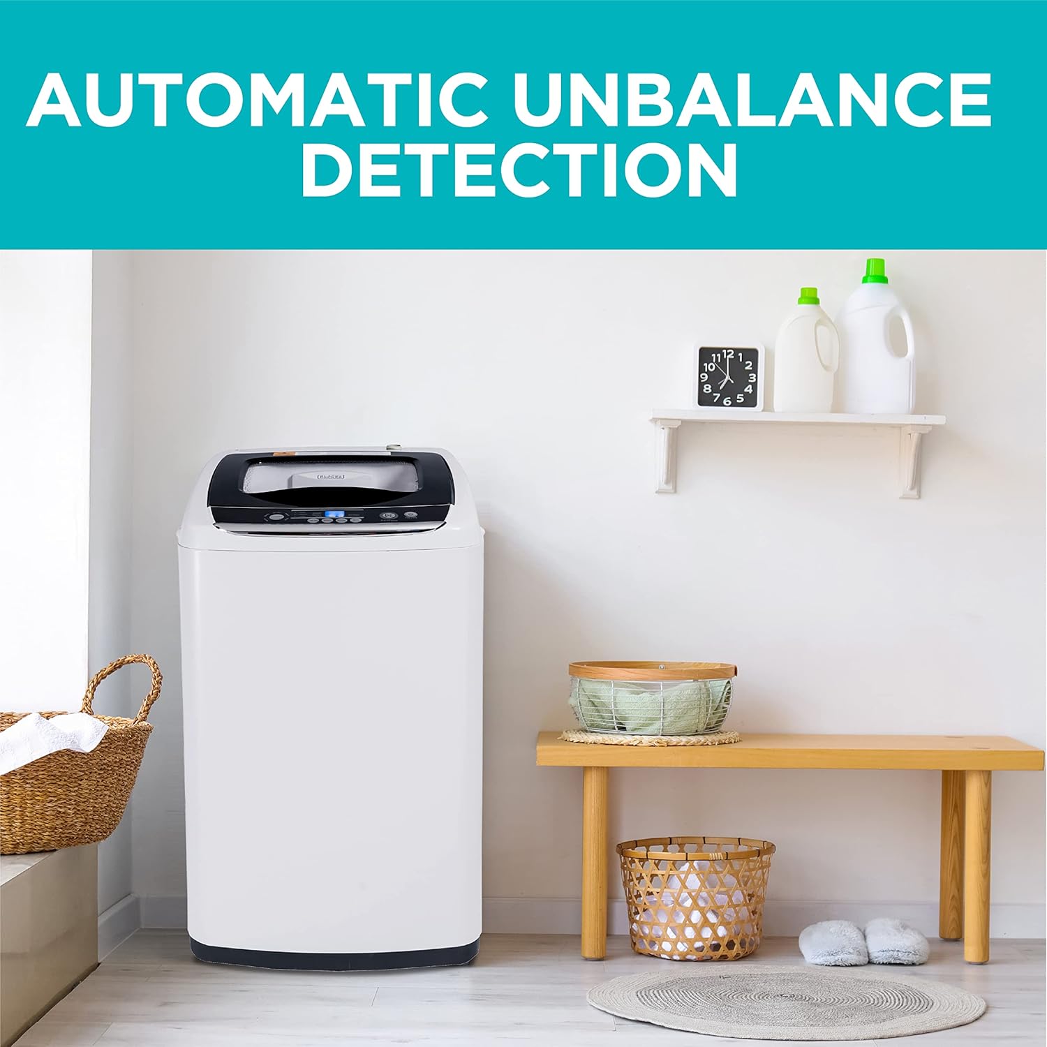 Portable Laundry Washing Machine by BLACK+DECKER, Compact Pulsator Washer for Clothes, .9 Cubic ft. Tub, White, BPWM09W