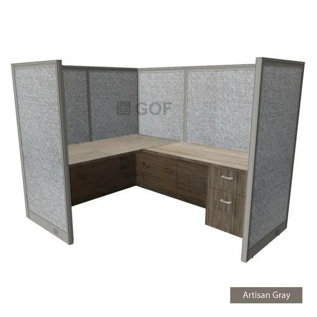 GOF 1 Person Workstation Cubicle (5'D x 6'W x 5’H) / Office Partition, Room Divider (60"H Cubicle with Desk, Mahogany)