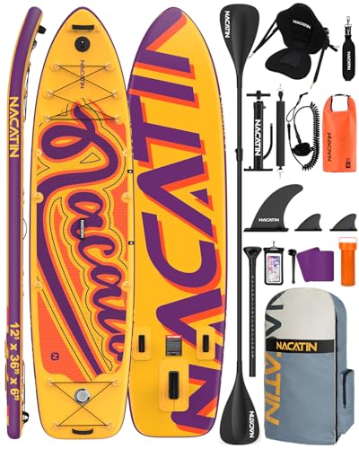 Inflatable Stand Up Paddle Board 12' with Kayak Seat & Dual Paddles &ndash