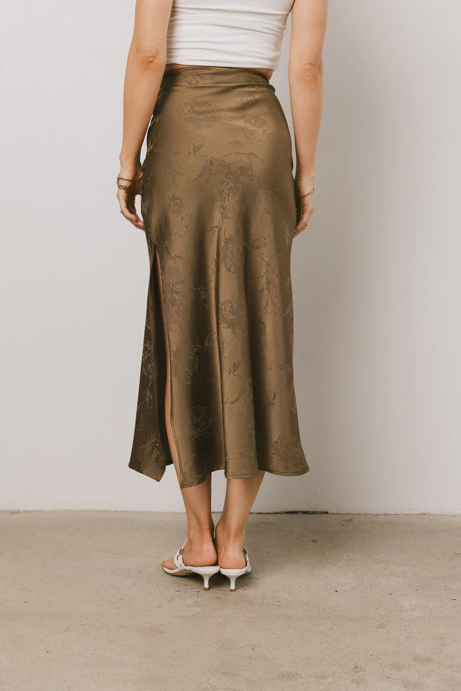 Ellie Floral Maxi Skirt in Olive - FINAL SALE