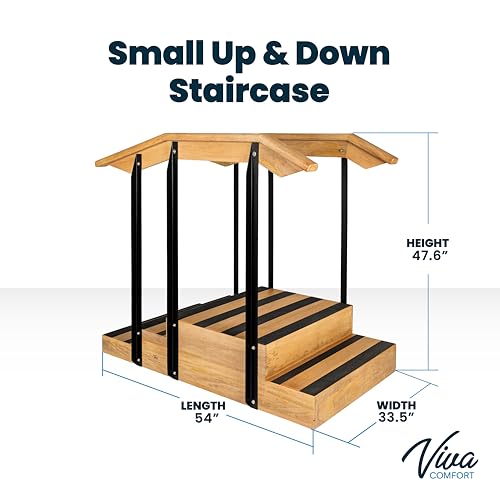 Small Up & Down Non-Slip Physical Therapy Step, Wooden Therapy Stairs, Physical Therapy Equipment, Dimensions: 47.6” H x 33.5” W x 54” L