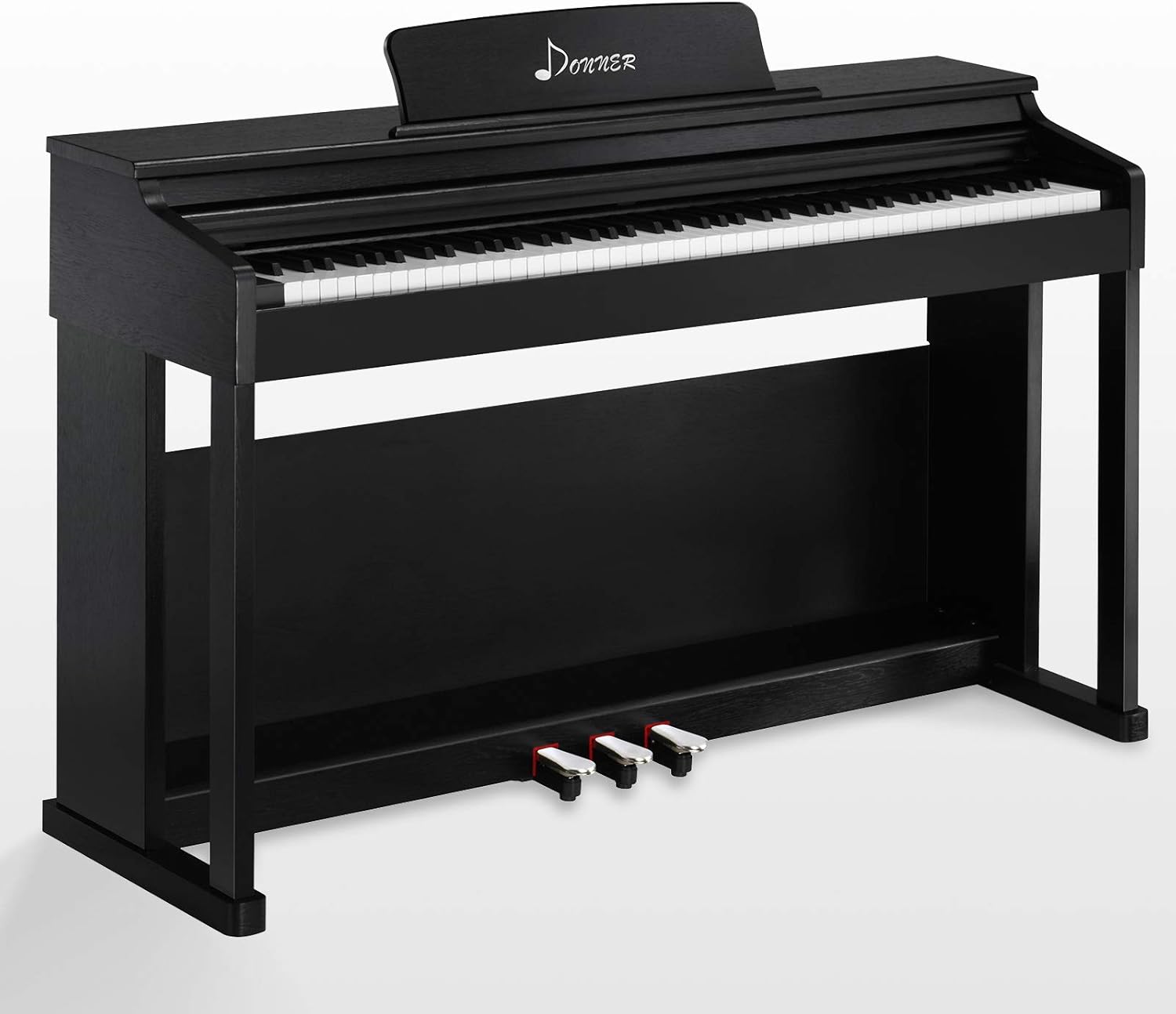Donner DDP-100 88-Key Weighted Action Digital Piano, Beginner Bundle with Furniture Stand, Power Adapter, Triple Pedals, MP3 Function, Black