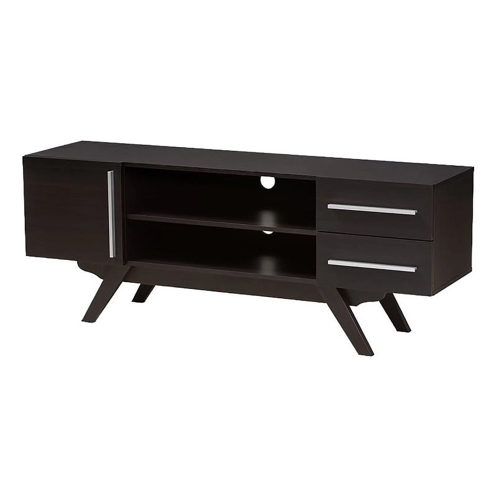 Bowery Hill 60" Mid-Century Modern TV Stand Console Entertainment Center in Dark Brown