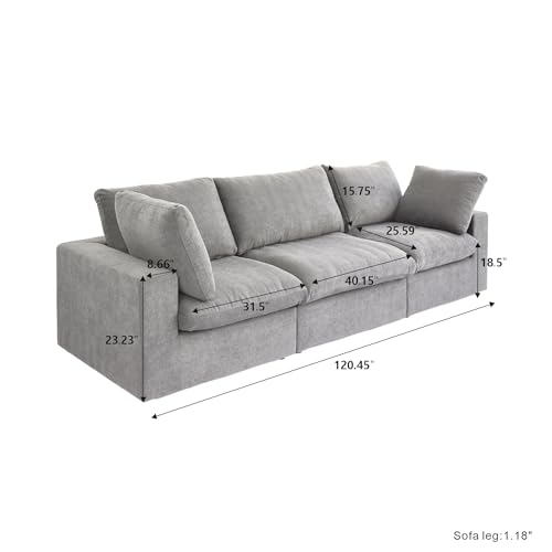 160.6" Cloud Couch Modular Sectional Sofa for Livingroom,Oversized Convertible Sofa with Storage Ottomans,6 Seat Wide Couches