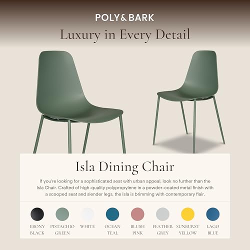 POLY & BARK Isla Modern Kitchen Chairs Set of 4 - Plastic Dining Chair with Metal Legs