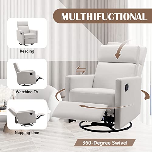 LUMISOL Power Swivel Rocker Recliner Chair, Electric Glider Reclining Sofa Chair with USB Ports