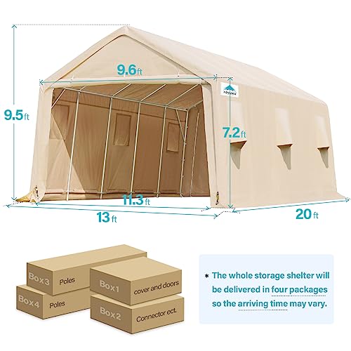 ADVANCE OUTDOOR 10x10 ft Heavy Duty Outdoor Patio Portable Canopy Storage Shelter Shed Carport with 2 Roll up Zipper Doors & Vents for Snowmobile